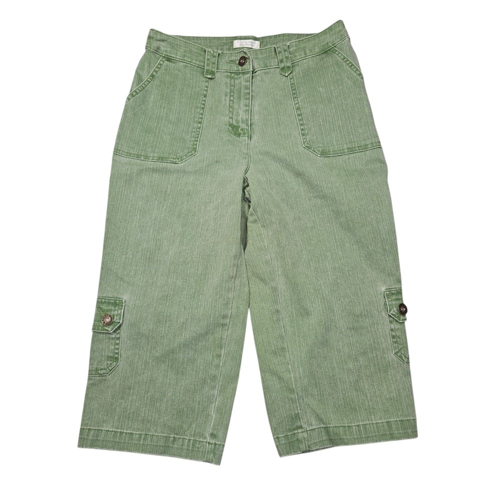 Christopher & Banks VTG Y2K Cargo Capri Pants Sage Green Sz 4